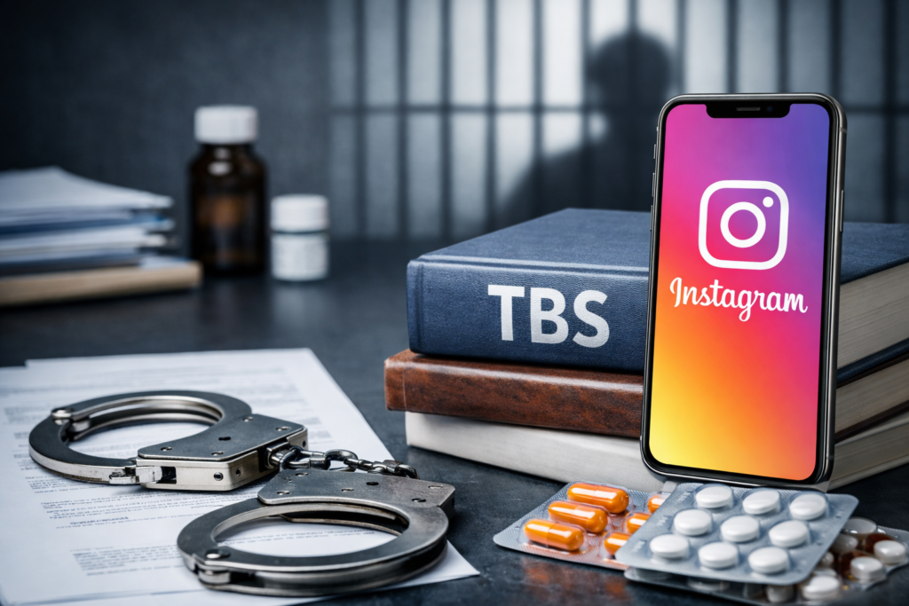 Illustratieve afbeelding van tbs-maatregel met verwijzing naar Instagram en strafrechtelijke context.